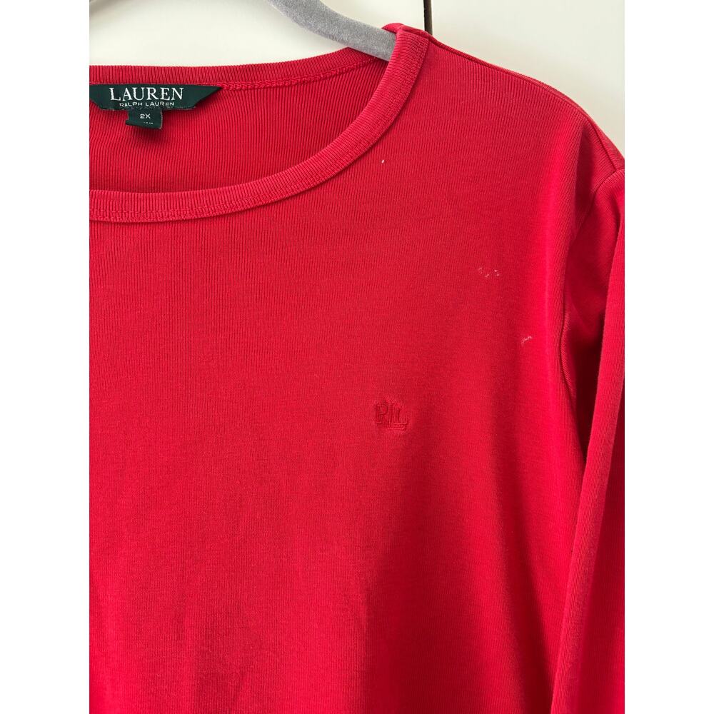 Lauren Ralph Lauren Red Long Sleeve Cotton Shirt 2X - Picture 3 of 9